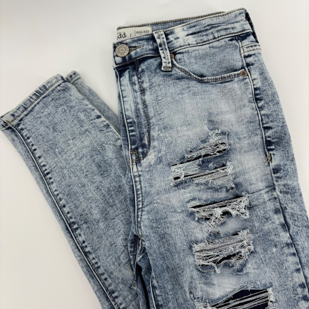 Mudd Juniors Jeans 7 High‎ Rise Ankle Jeggings Flx Stretch Distressed Acid Wash